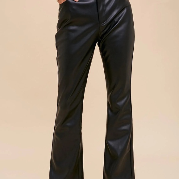 Flared Vegan Leather Pants - Picture 2 of 6
